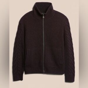 NWT! Banana Republic Burnt Umber Double-Knit Sweater Jacket - Medium Tall
